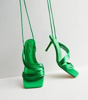 Public Desire Green Strappy Stiletto Heel Sandals